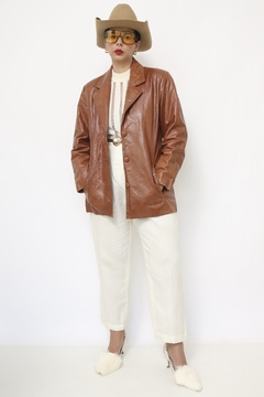 Jaqueta couro caramelo vintage hollywood 70´s na internet