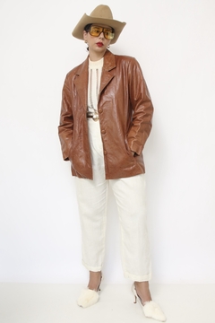 Jaqueta couro caramelo vintage hollywood 70´s na internet