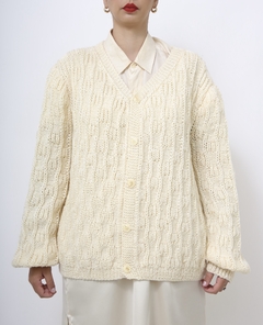 Cardigan tricot manga bufante creme - loja online