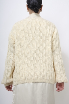 Cardigan tricot manga bufante creme - comprar online