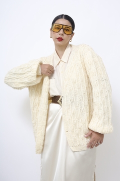 Cardigan tricot manga bufante creme - Capichó Brechó