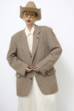 Blazer xadrez bege claro MANOR HOUSE - Capichó Brechó
