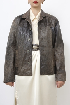 Blazer couro estonado vintage JULIANA MACUIR - loja online