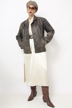 Blazer couro estonado vintage JULIANA MACUIR - Capichó Brechó