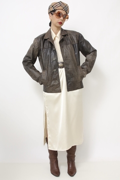 Blazer couro estonado vintage JULIANA MACUIR - loja online