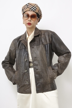 Blazer couro estonado vintage JULIANA MACUIR