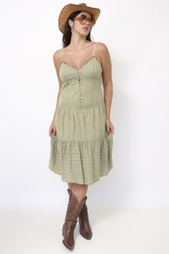 Vestido verde algodão boho - Capichó Brechó