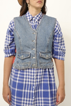 Colete GUPS jeans vermelho matelasse