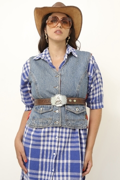 Colete GUPS jeans vermelho matelasse