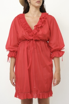 Camisola babados vermelha vintage - comprar online