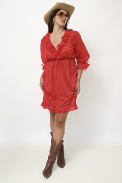 Camisola babados vermelha vintage - loja online