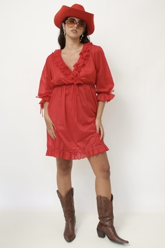 Camisola babados vermelha vintage