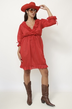 Camisola babados vermelha vintage - loja online