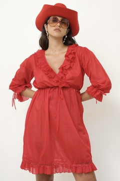 Camisola babados vermelha vintage - Capichó Brechó