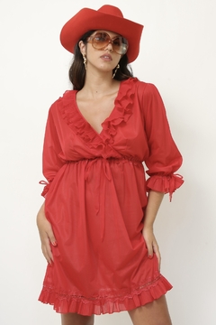 Camisola babados vermelha vintage