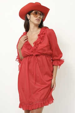 Camisola babados vermelha vintage - comprar online