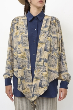 Camisa marinho bege western amarração na internet