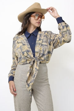 Camisa marinho bege western amarração - comprar online
