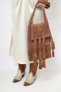 Bolsa couro franjas rustica - comprar online