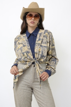 Camisa marinho bege western amarração - comprar online