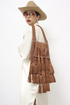 Bolsa couro franjas rustica - comprar online