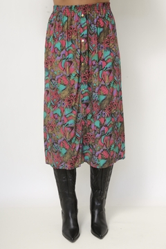 Saia estampada viscose roxa - loja online