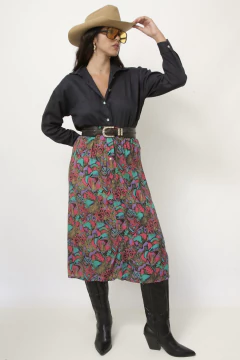 Saia estampada viscose roxa - comprar online