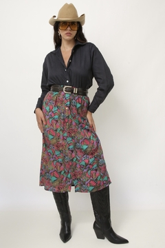 Imagem do Saia estampada viscose roxa