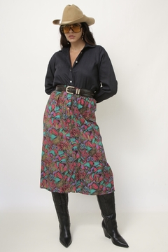 Saia estampada viscose roxa - comprar online