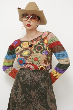 Blusa crochet color marrom - Capichó Brechó