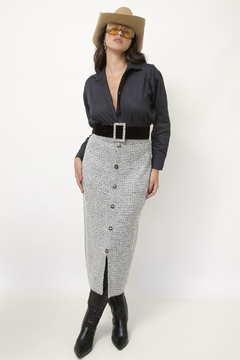 Imagem do Saia midi cinza tricot acrilico