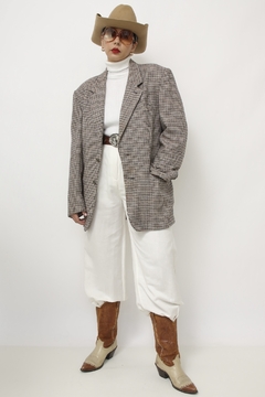 Blazer classico WITCHER camelo bco xadrez - Capichó Brechó
