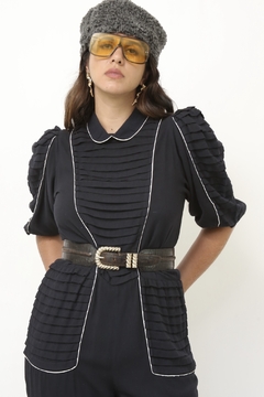 Macacao preto textura camadas vintage - comprar online
