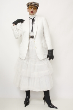 Blazer linho branco ombreira vintage