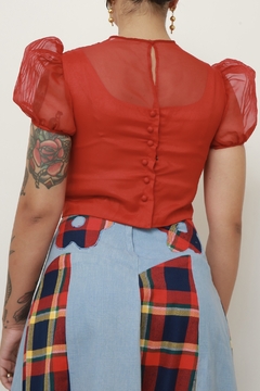 Cropped vermelho maga bufante