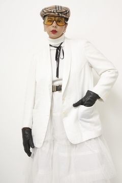 Blazer linho branco ombreira vintage - comprar online