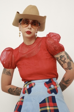 Cropped vermelho maga bufante