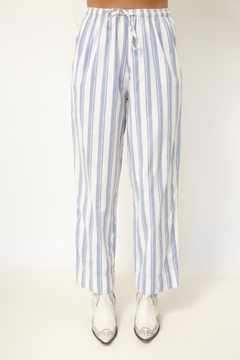 Calça listras azul vintage na internet
