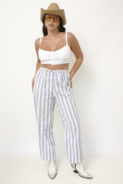 Calça listras azul vintage - comprar online