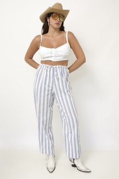 Calça listras azul vintage