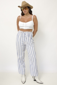 Calça listras azul vintage - comprar online