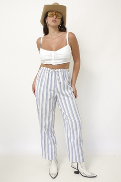 Calça listras azul vintage - loja online