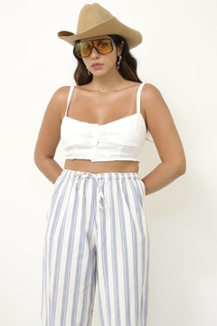 Calça listras azul vintage - Capichó Brechó