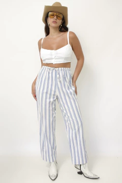 Calça listras azul vintage na internet
