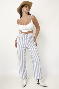 Calça listras azul vintage