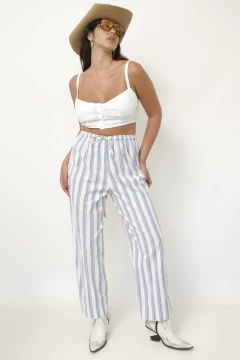 Calça listras azul vintage