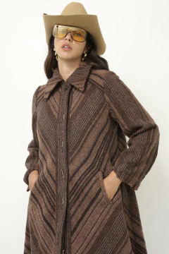 Casaco listras 100% lã marrom forro pelucia GALLERY - comprar online