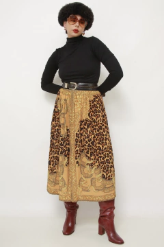 Saia estampa onça midi - comprar online