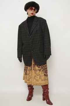 Blazer xadrez cinza maxi vintage na internet