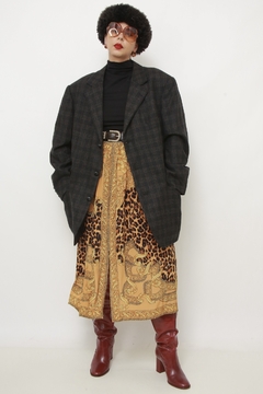 Blazer xadrez cinza maxi vintage - Capichó Brechó